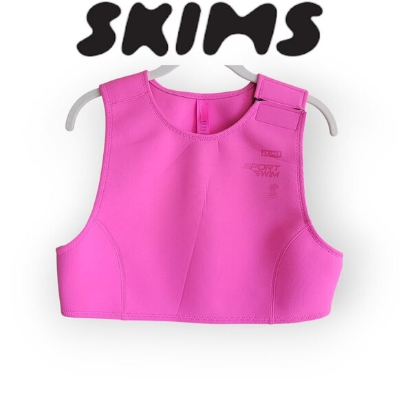 Skims Sleeveless Swim Top Neoprene Bubblegum Pink size XL - Picture 1 of 12
